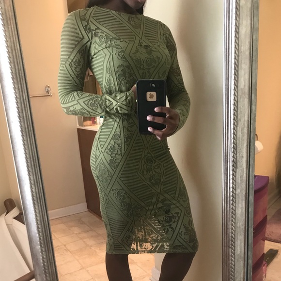 Material Girl Dresses & Skirts - MATERIAL GIRL Sheer Olive Midi Dress
